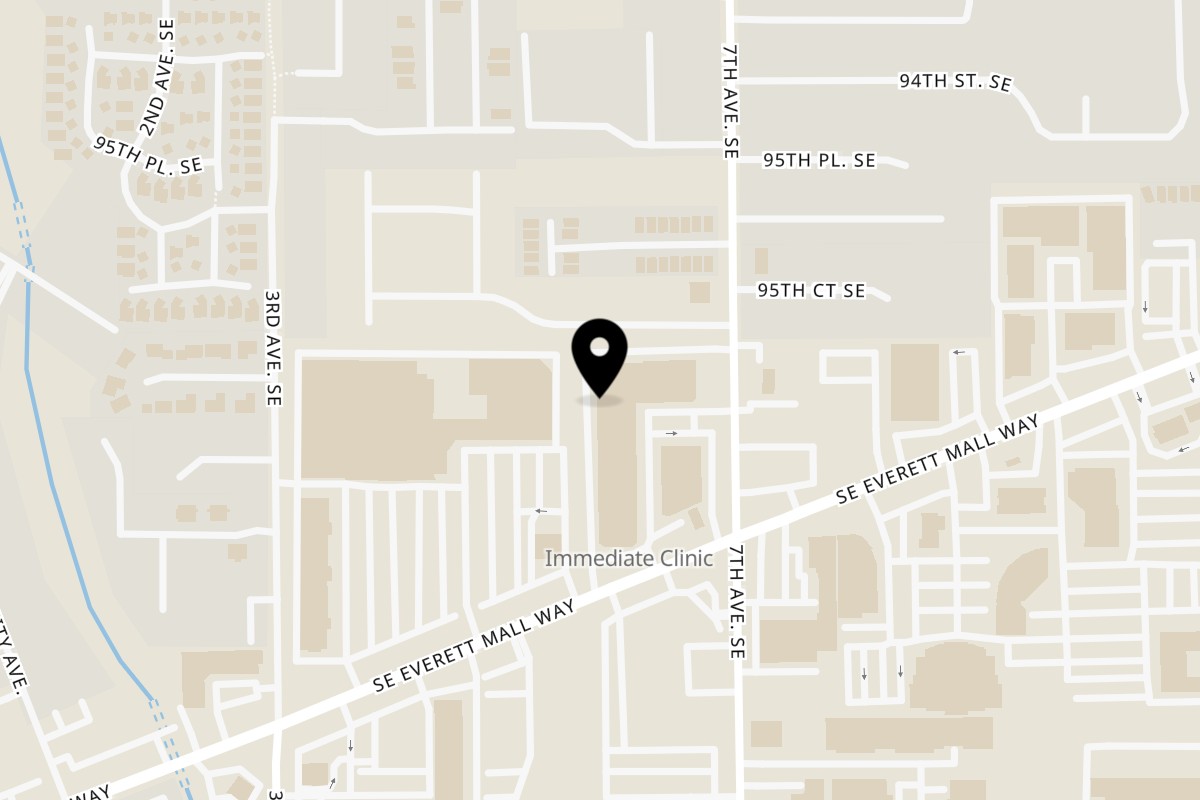 Map showing the location of Paris Banh Mi Everett WA on 607 Southeast Everett Mall Way in Everett